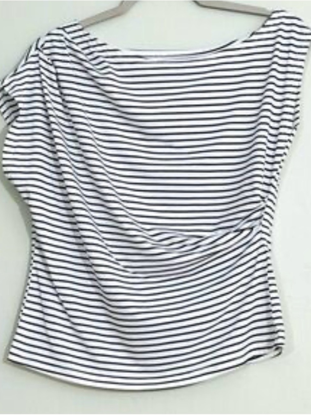 Dazy Asymmetrical French Striped Tee - Black & White
